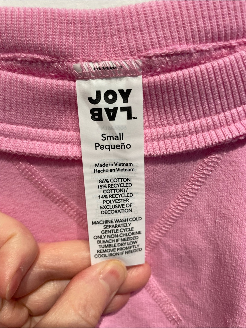 JoyLab Women's Valentine's Day Patchwork Crewneck Sweatshirt Pink Size Small NWT - Picture 3 of 9